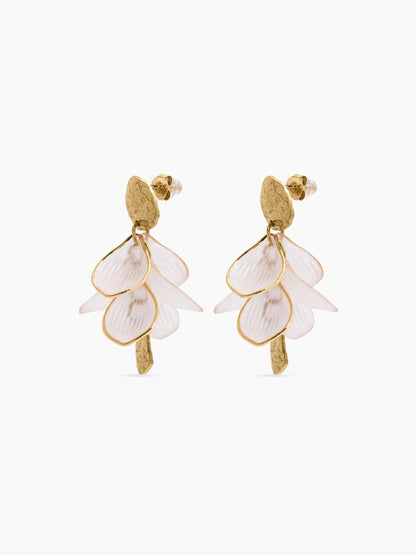 Anubis White Blossom 18K Gold Plated Women's Stud Earrings