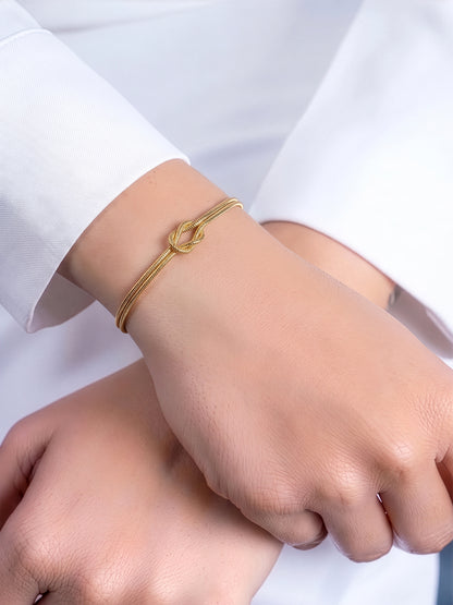 Anveta Knot 18K Gold Plated Women's Layered Round Snake Chain Bracelet