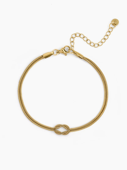 Anveta Knot 18K Gold Plated Women's Layered Round Snake Chain Bracelet