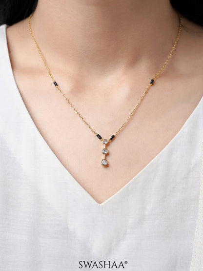 Anvitha Trinity Diamond 18K Gold Plated Pendant Mangalsutra