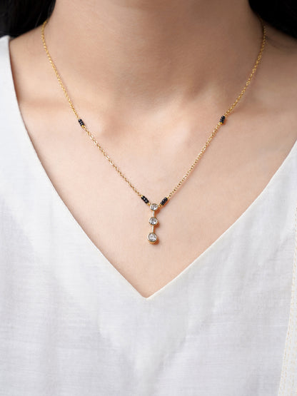 Anvitha Trinity Diamond 18K Gold Plated Pendant Mangalsutra