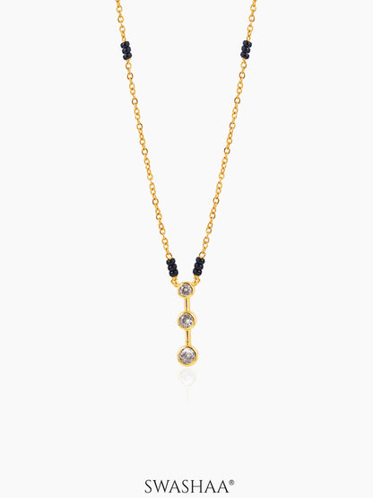 Anvitha Trinity Diamond 18K Gold Plated Pendant Mangalsutra