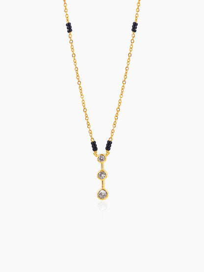 Anvitha Trinity Diamond 18K Gold Plated Pendant Mangalsutra