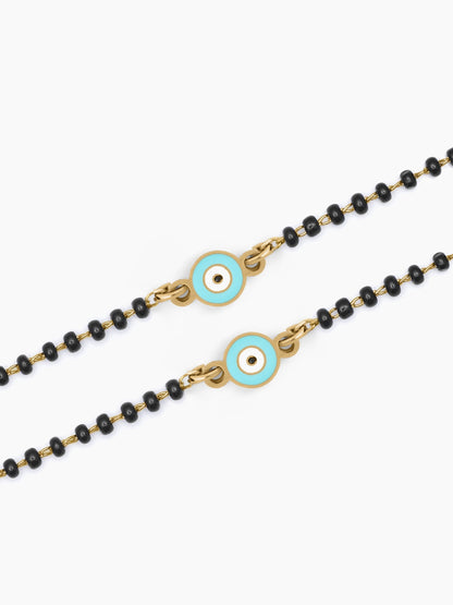 Aqua Evil Eye Charm 18K Gold Plated Kid's Nazariya Bracelet