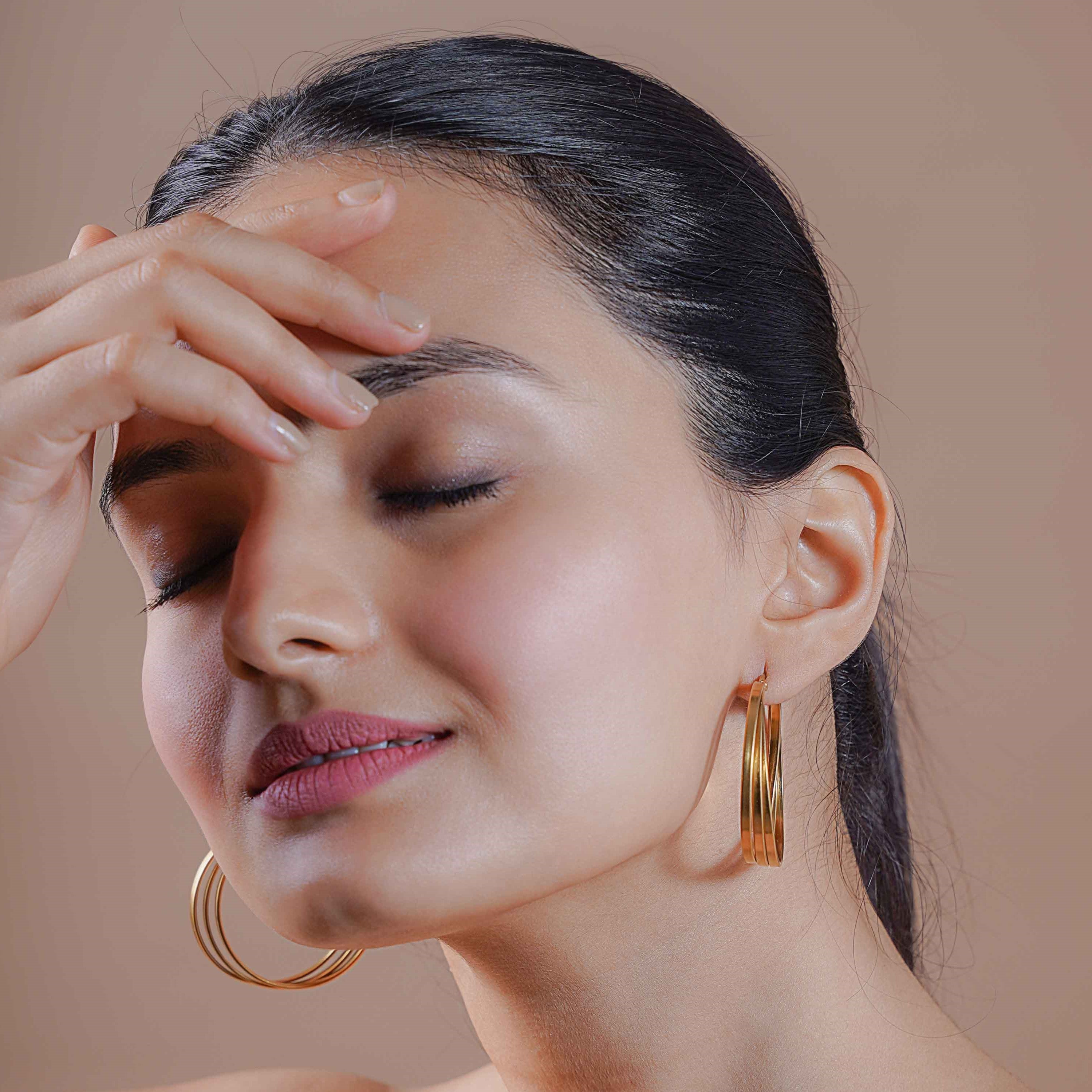 Arameh 18K Gold Plated Hoop Earrings