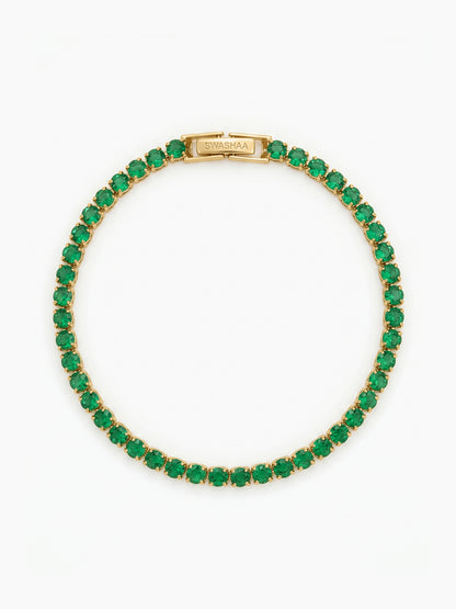 Arel Green - 18K Gold Plated Diamond Solitaire Women's Tennis Loose Bracelet