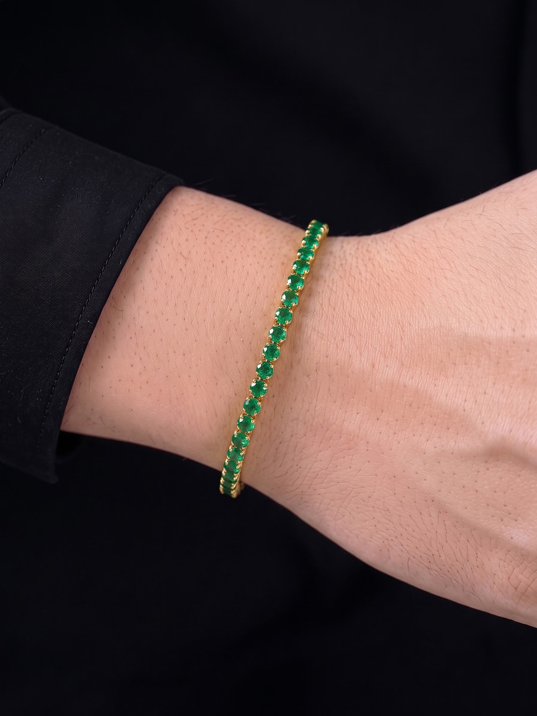 Arel Green - 18K Gold Plated Diamond Solitaire Men's Tennis Loose Bracelet