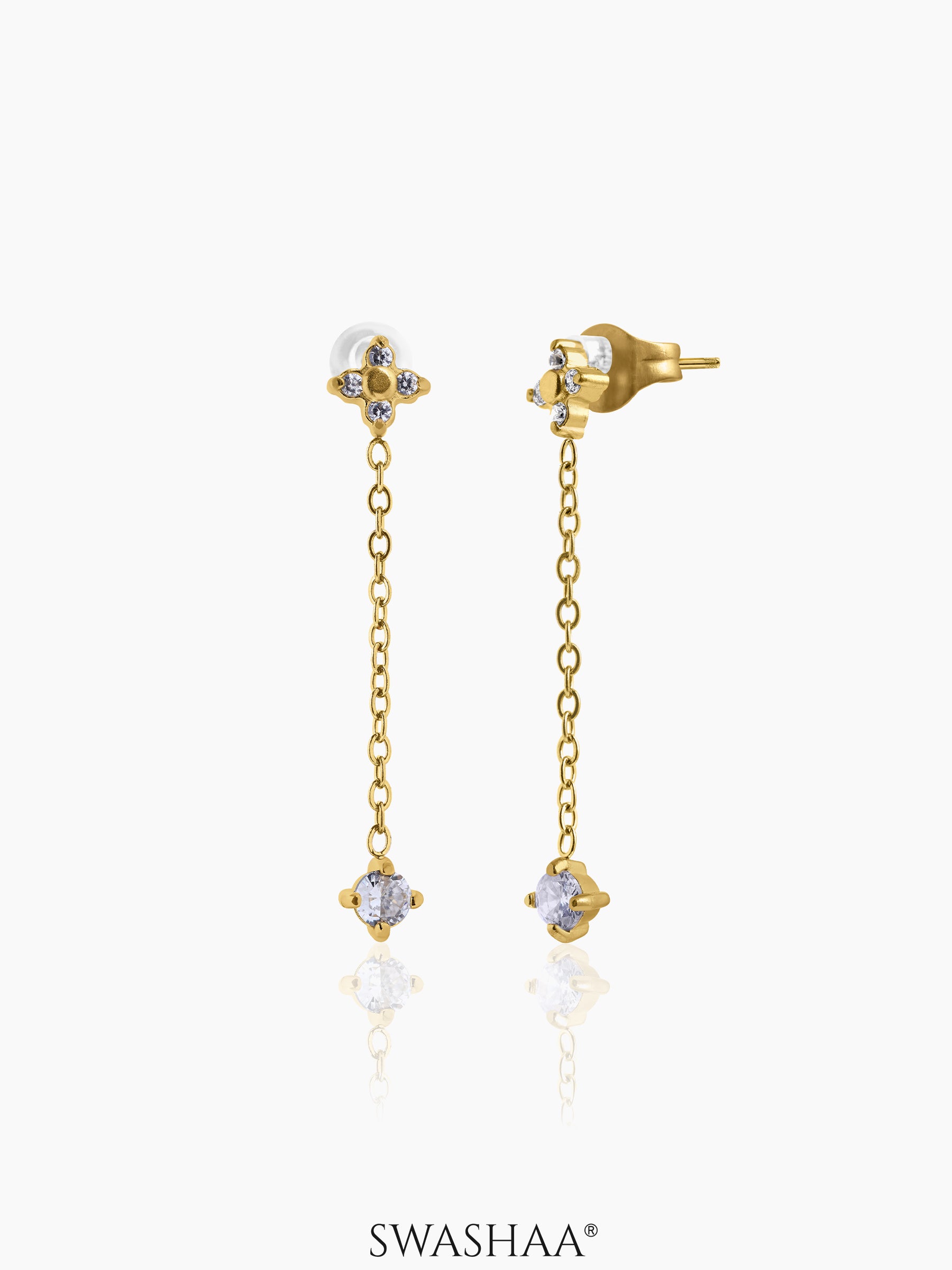 Aria Floral Diamond Drop Earrings