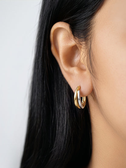 Arina Hoop 18K Gold Plated - Silver Women's Earrings