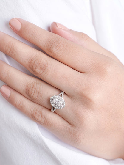 Arista Round-Cut Silver Diamond Solitaire Women's Ring