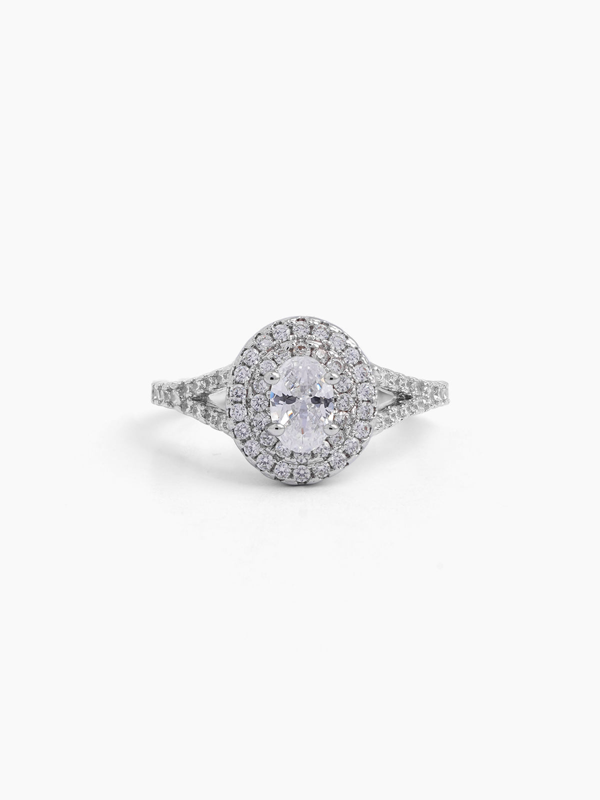 Arista Round-Cut Silver Diamond Solitaire Women's Ring