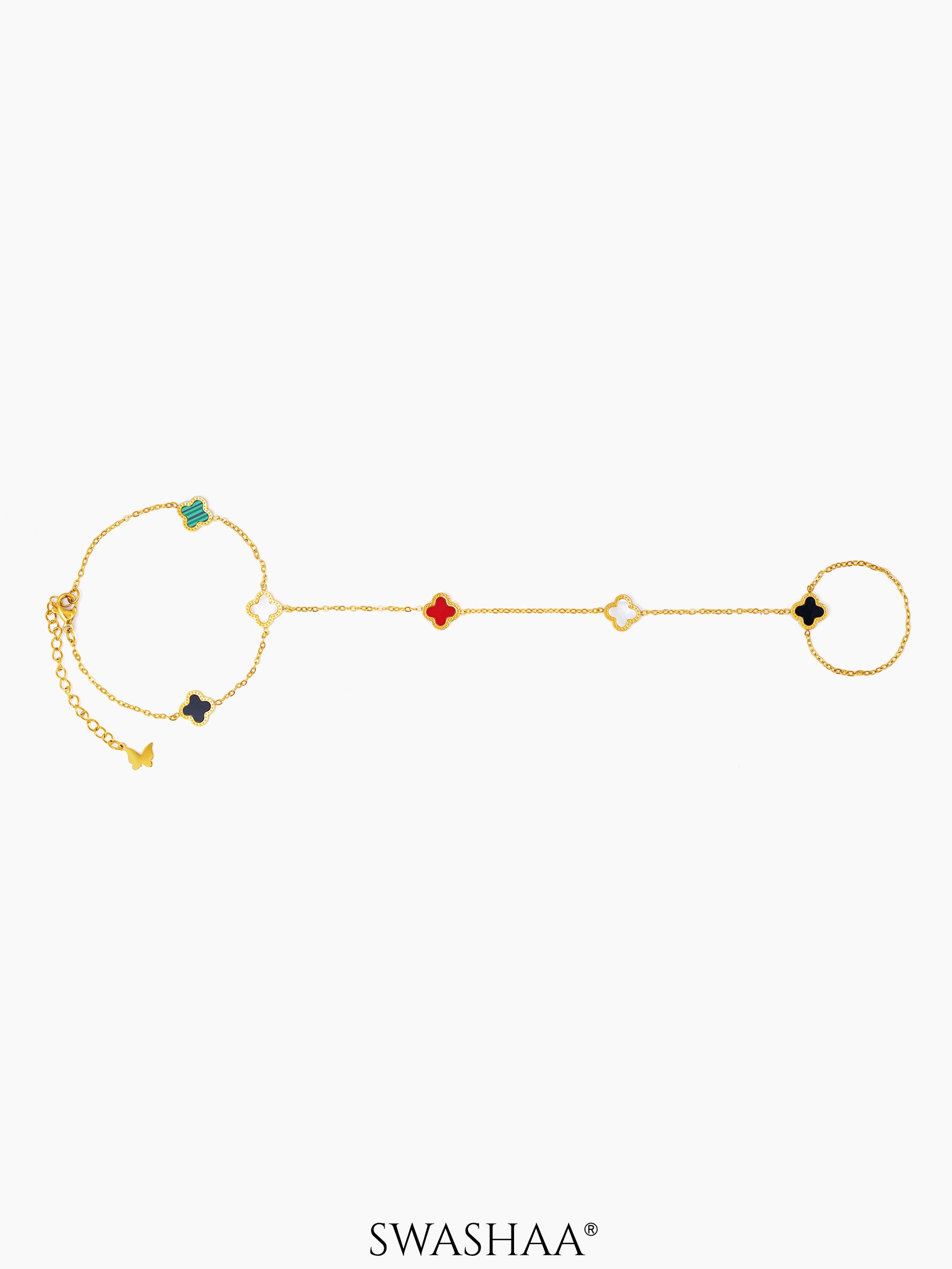 Ariya Dainty Clover 18K Gold Plated Ring Bracelet