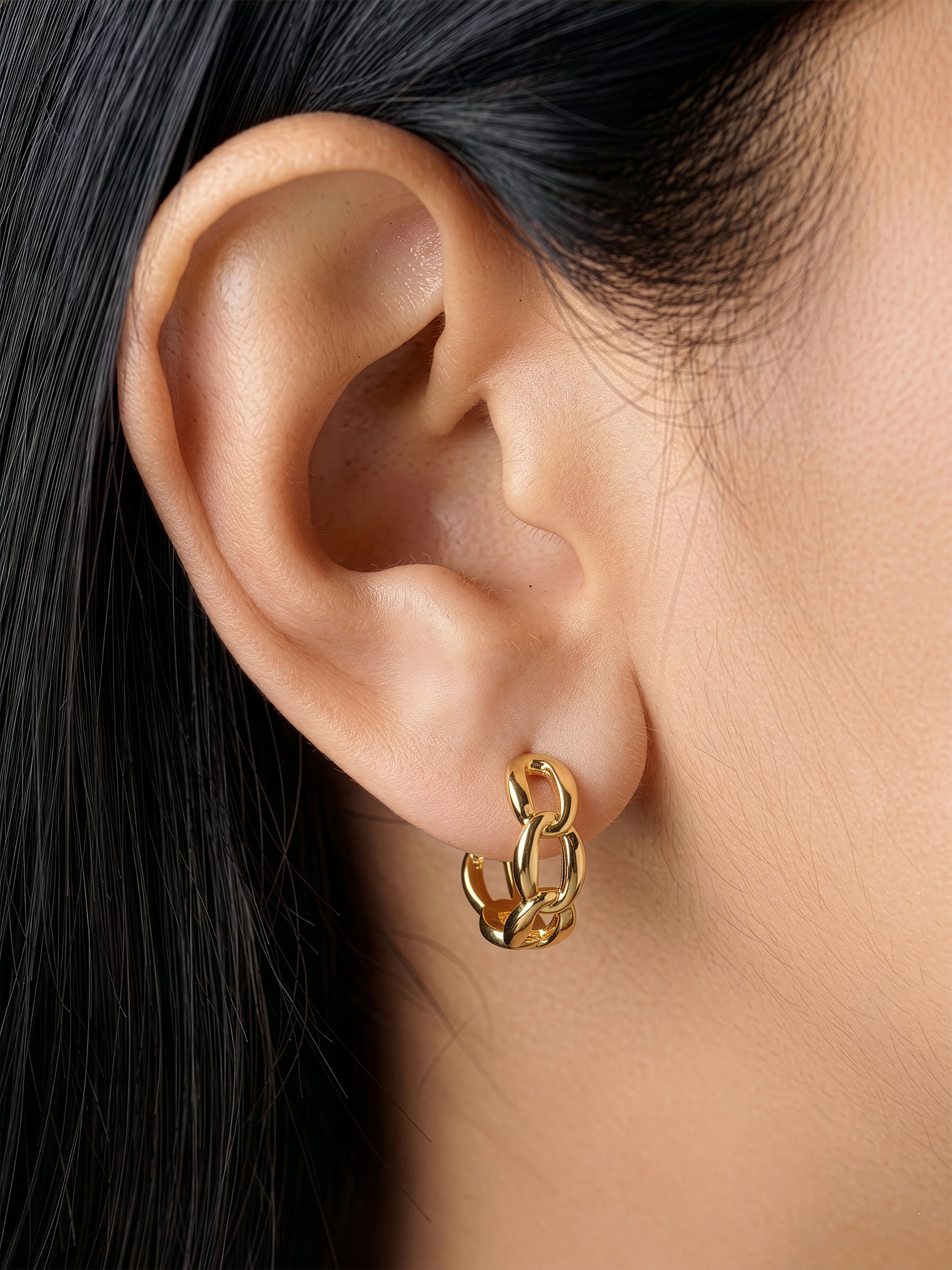Arlina Link Hoop 18K Gold Plated Women's Earrings