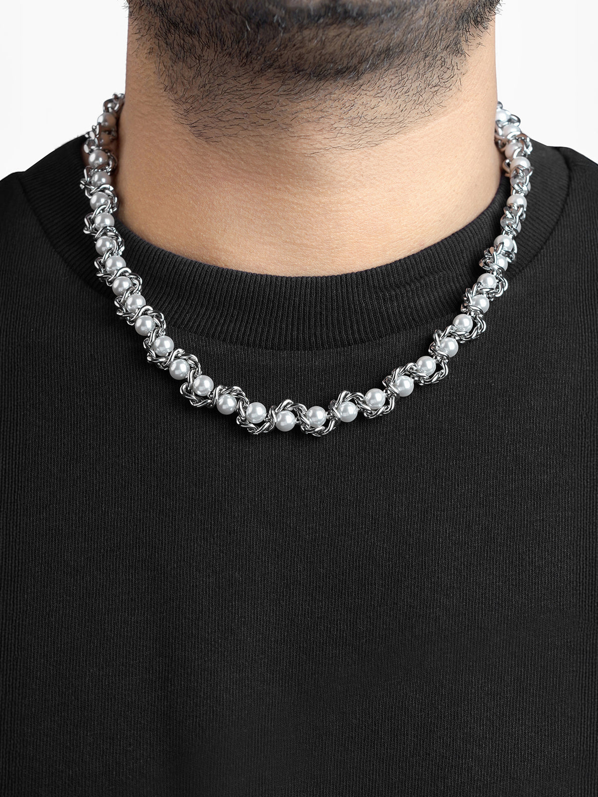 Arlo Pearl Twisted Men's Silver Chain