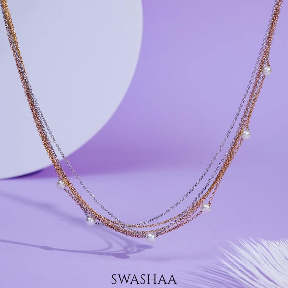 Arohi Pearl Chain Necklace - Swashaa