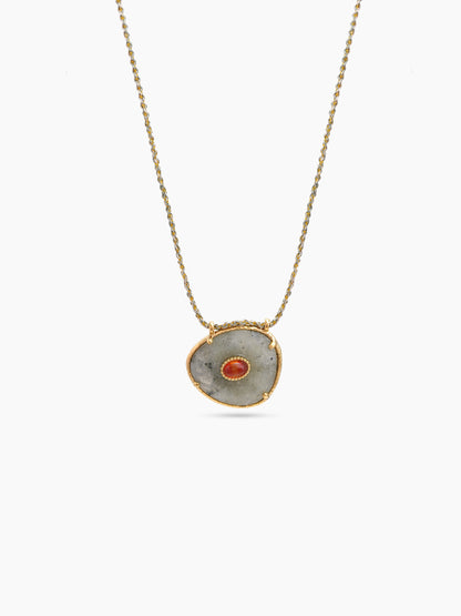 Aruba Grey And Red Natural Stone Women's Necklace