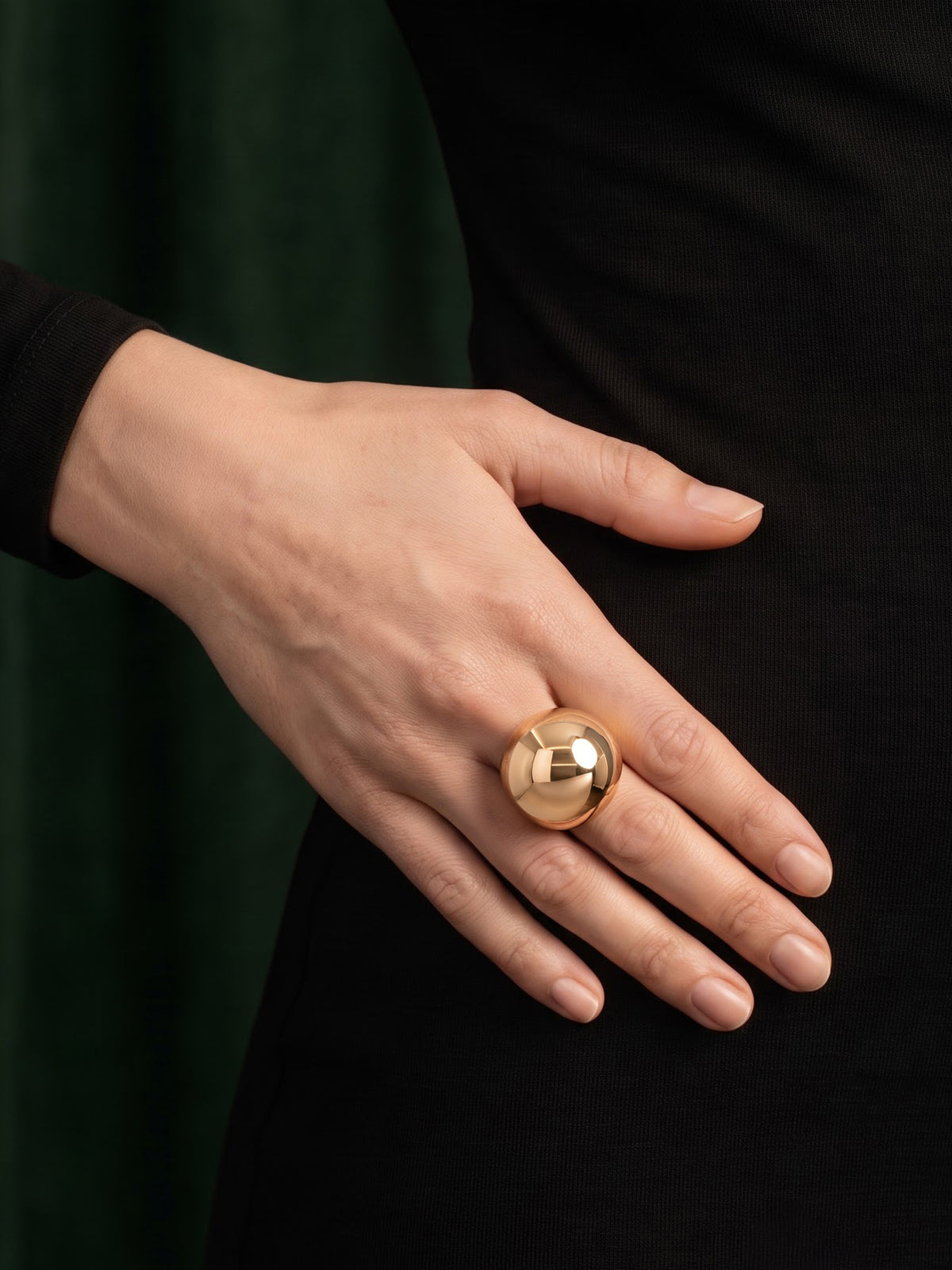 Arva Soild Dome 18K Gold Plated Ring 