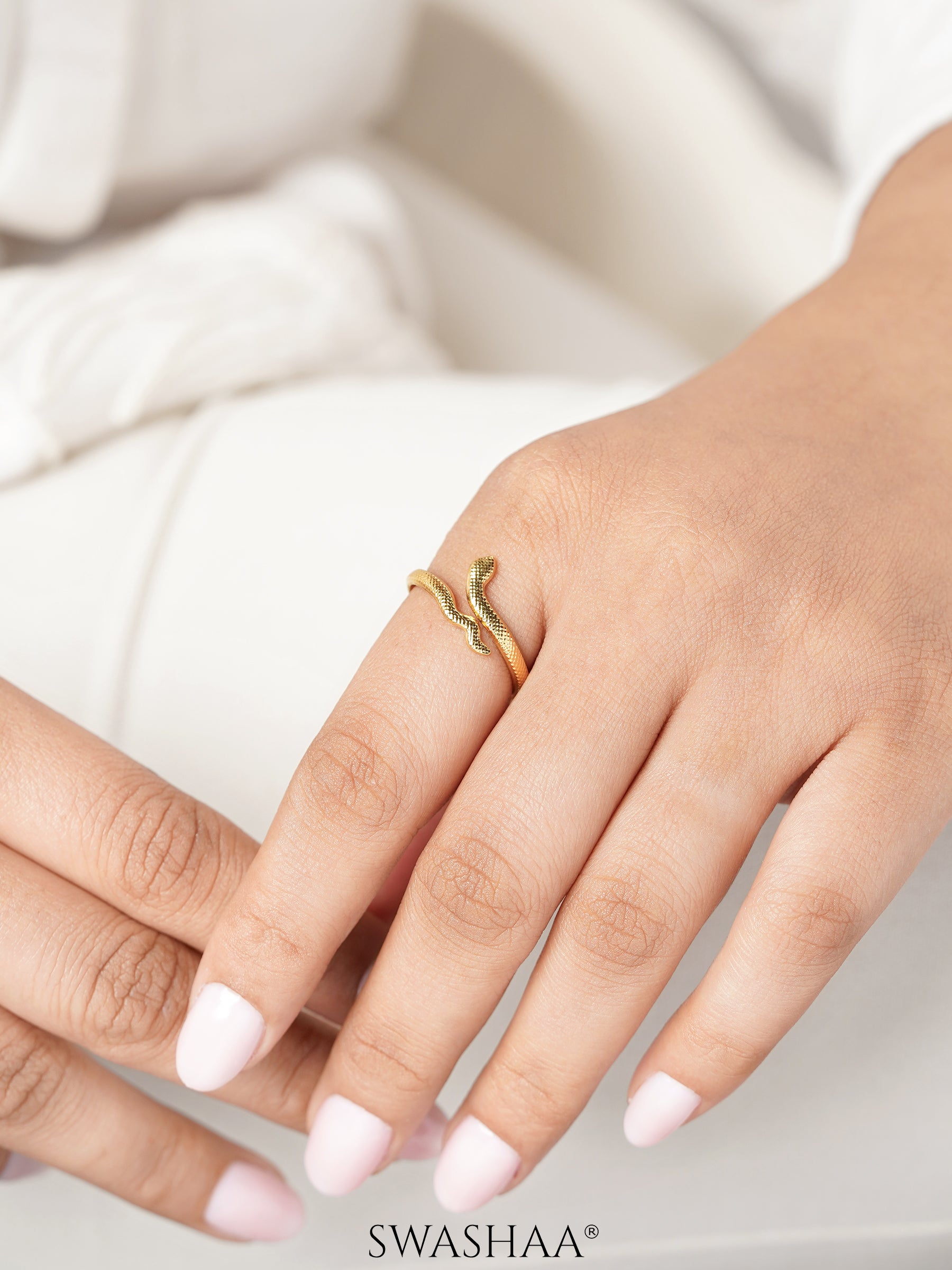 Ashlekha Sleek Wrap Style Snake 18K Gold Plated Ring