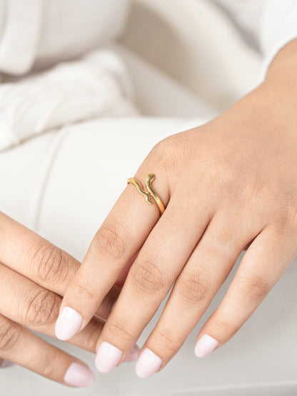 Ashlekha Sleek Wrap Style Snake 18K Gold Plated Ring