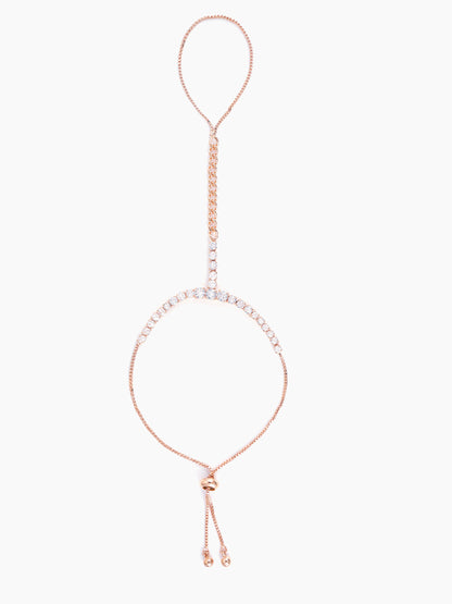 Ashna Dazzling Cubic Diamond Rosegold Plated Ring Bracelet