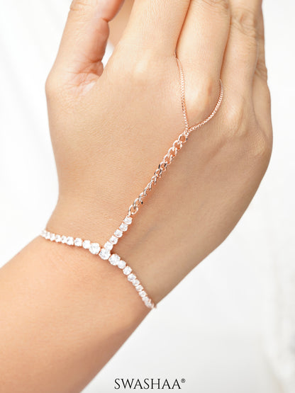 Ashna Dazzling Cubic Diamond Rosegold Plated Ring Bracelet