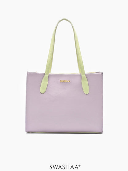 Ashno Lavender Women's Leather Tote Bag