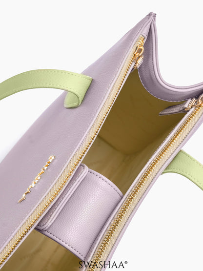 Ashno Lavender Women's Leather Tote Bag