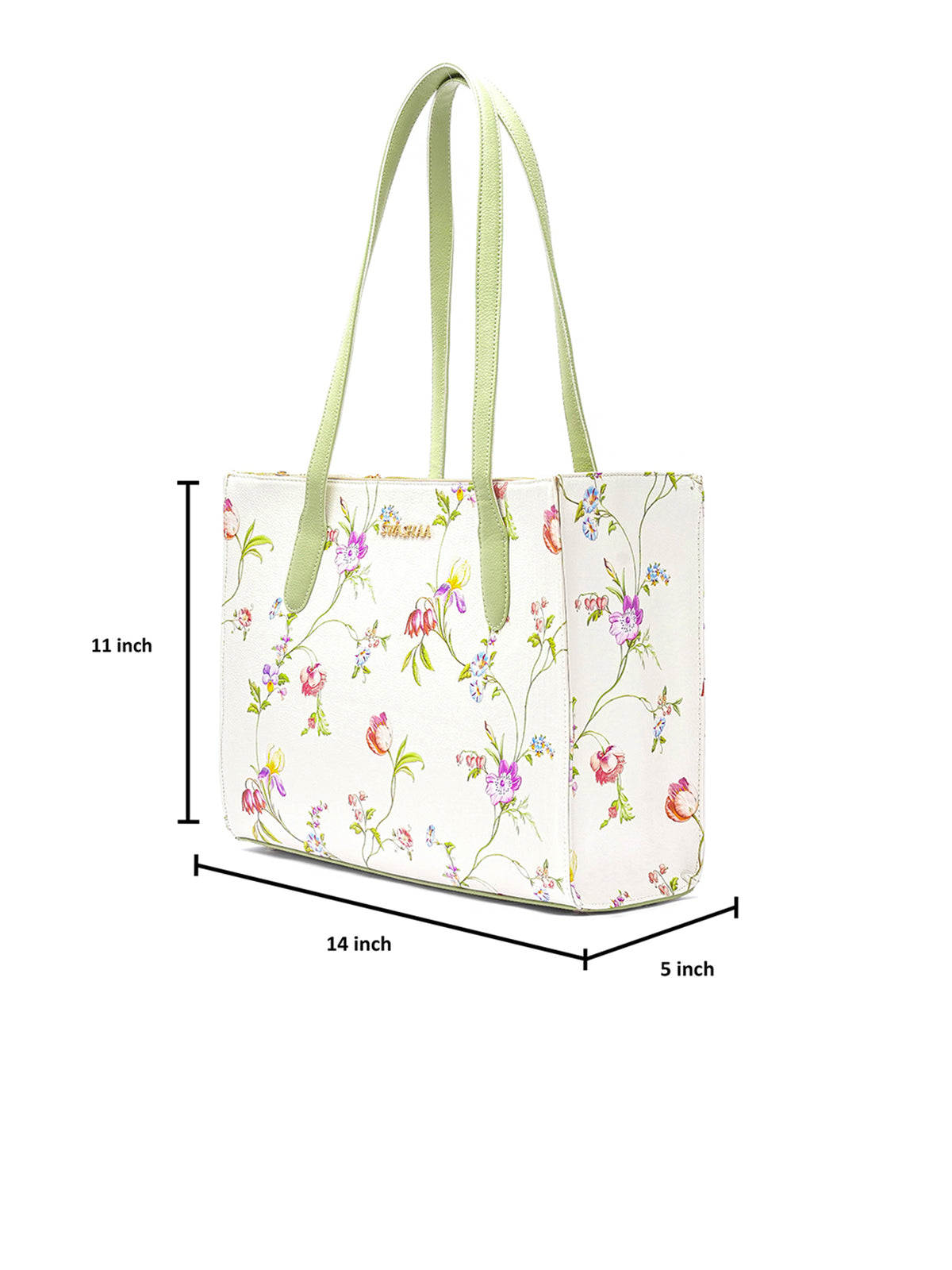 Ashno Floral White Leather Tote Bag - Swashaa