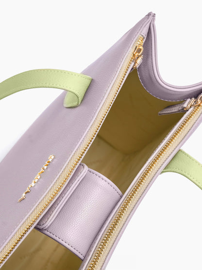 Ashno Lavender Women's Leather Tote Bag