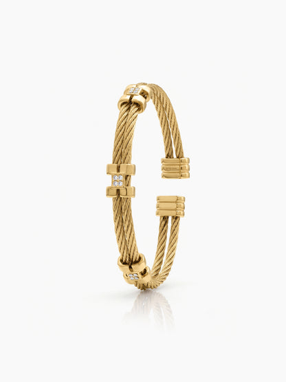 Astrid Diamond 18K Gold Plated Wired Men's Cuff Bracelet