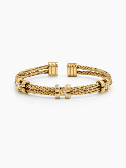 Astrid Diamond 18K Gold Plated Wired Men's Cuff Bracelet