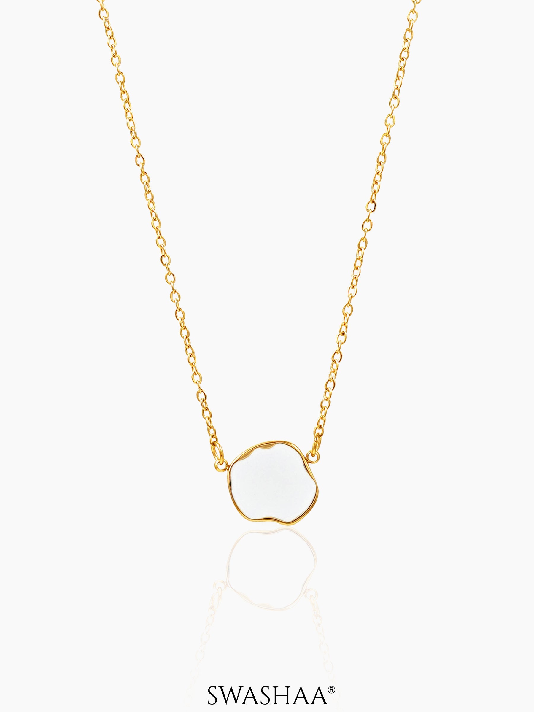 Athaliah White Charm 18K Gold Plated Chain Pendant Necklace