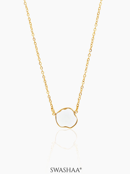 Athaliah White Charm 18K Gold Plated Chain Pendant Necklace