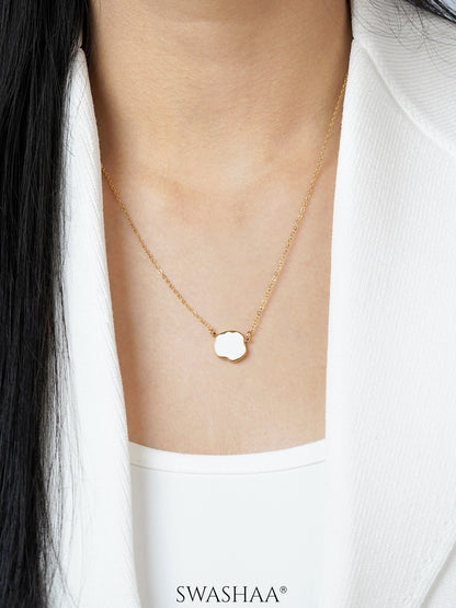Athaliah White Charm 18K Gold Plated Chain Pendant Necklace