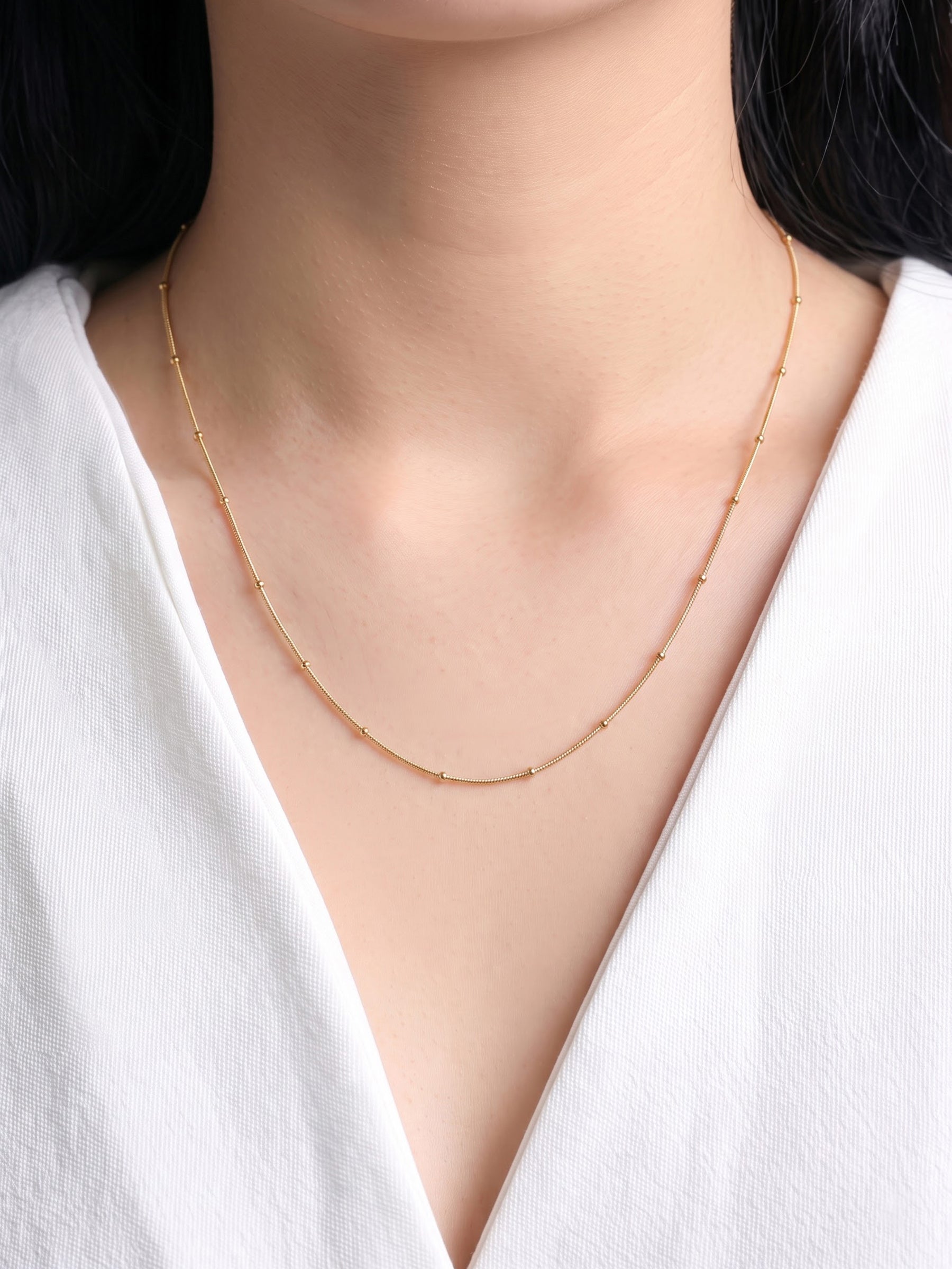 Aulus Micro Beads 18K Gold Plated Women's Chain