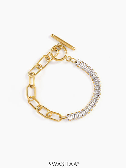 Aura Link Baguette 18K Gold Plated Bracelet