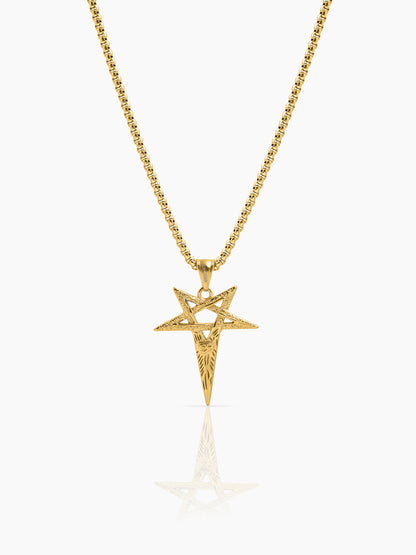 Auralin Star Spear Men's 18K Gold Plated Chain Pendant
