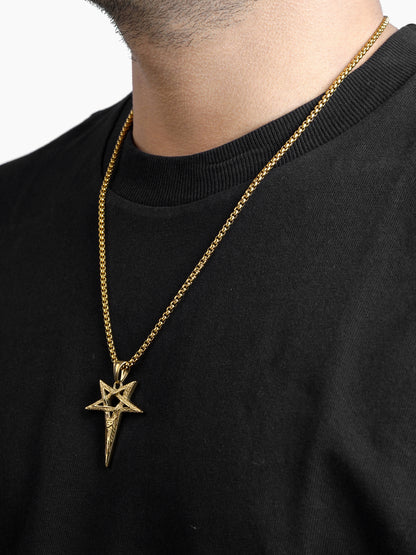 Auralin Star Spear Men's 18K Gold Plated Chain Pendant