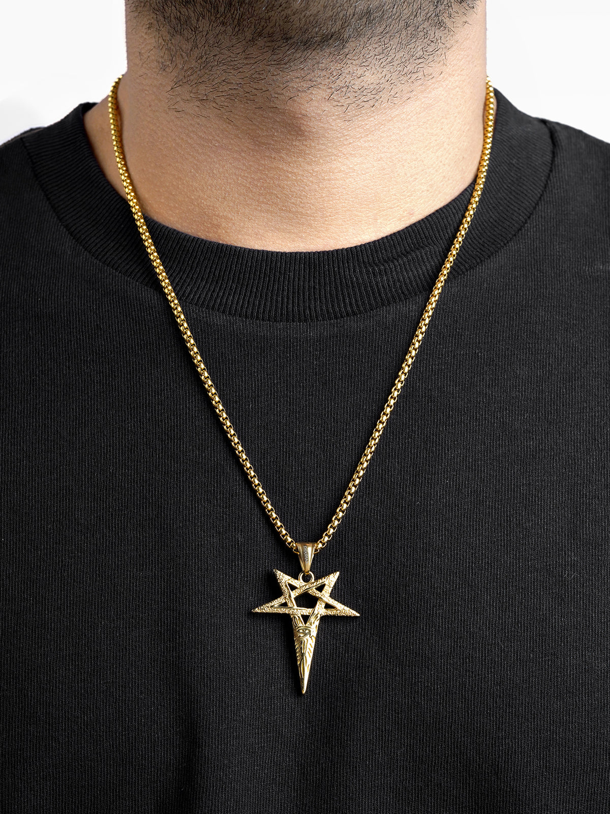 Auralin Star Spear Men's 18K Gold Plated Chain Pendant