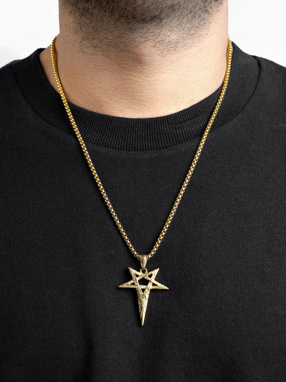 Auralin Star Spear Men's 18K Gold Plated Chain Pendant