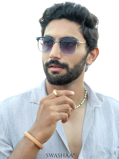 Aurel White Oval Pearl Green Beads Silver Men's Chain, Xyler Lagoon Edge Tan Orange Braided Men's Rope Bracelet