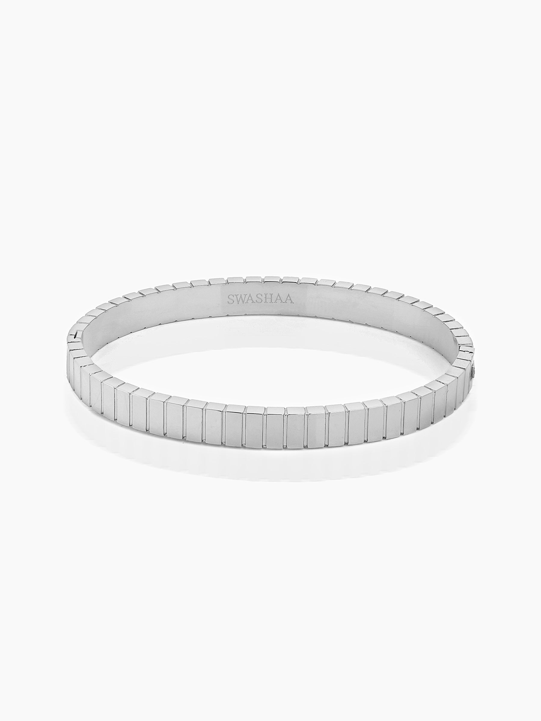Aurelith Ribbed Silver Kada Band Bracelet