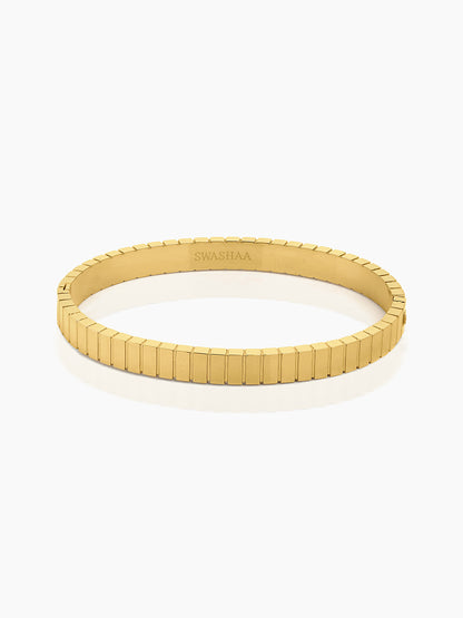 Aurelith Ribbed 18K Gold Plated Kada Band Bracelet
