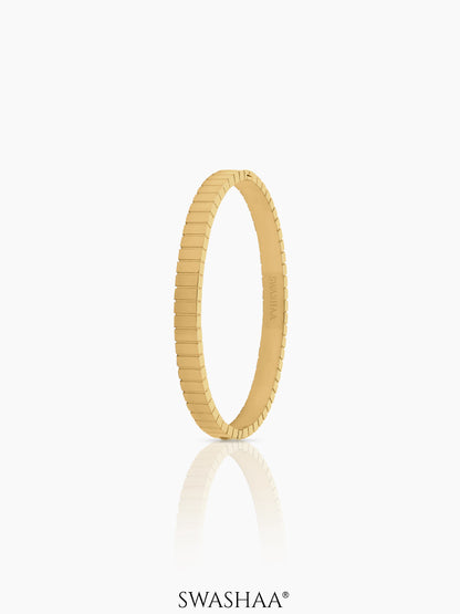 Aurelith Ribbed 18K Gold Plated Kada Band Bracelet