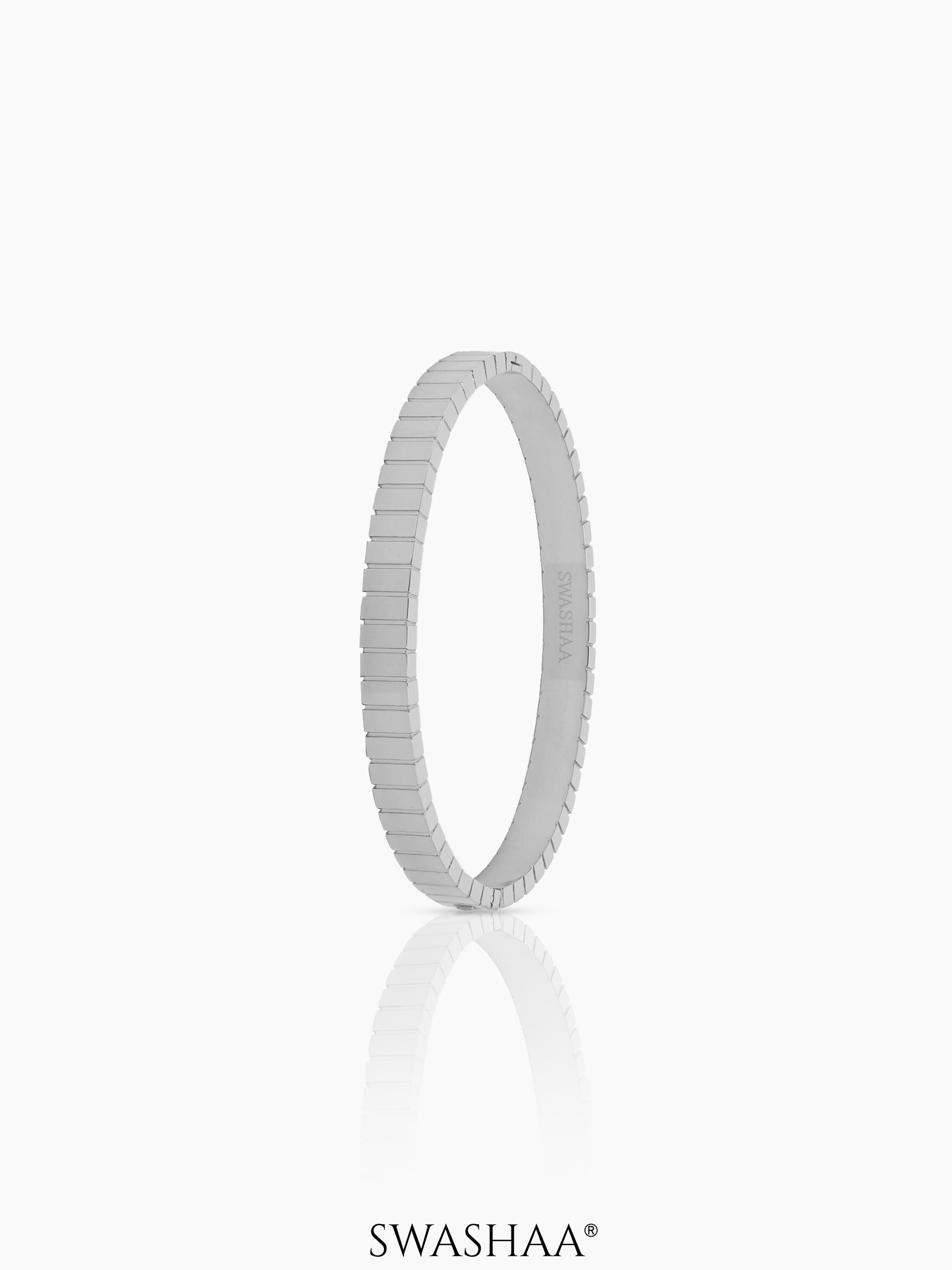 Aurelith Ribbed Silver Kada Band Bracelet
