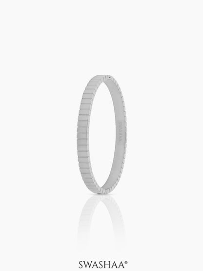 Aurelith Ribbed Silver Kada Band Bracelet