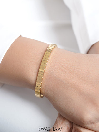 Aurelith Ribbed 18K Gold Plated Kada Band Bracelet