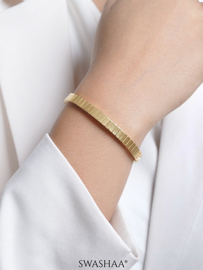 Aurelith Ribbed 18K Gold Plated Kada Band Bracelet