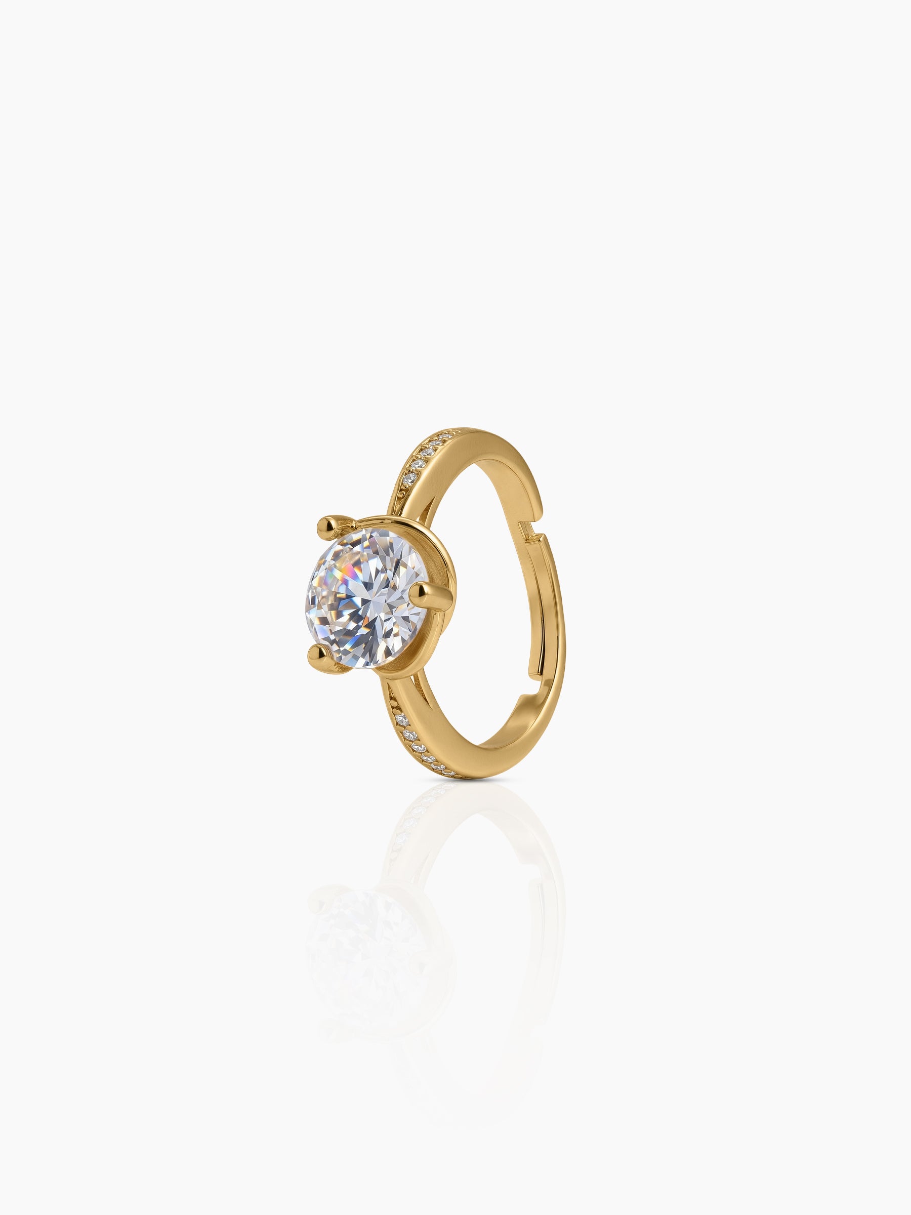 Aurella Solitaire 18K Gold Plated Women's Ring - Swashaa