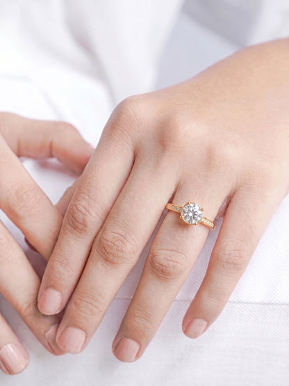 Aurella Solitaire 18K Gold Plated Women's Ring - Swashaa